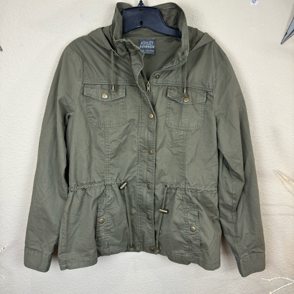 Tilly’s Ashley Utility Green Hooded Jacket $68